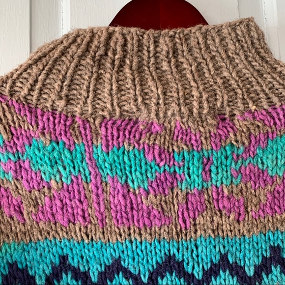 Sold🎈Vintage 90s Wool Sweater Collar Handmade Ecuador - Picture 9 of 14